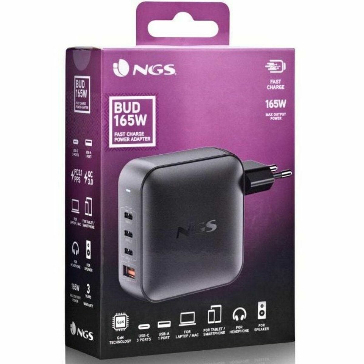 Încărcător pentru Laptop NGS ULTRARAPIDO165W Negru
