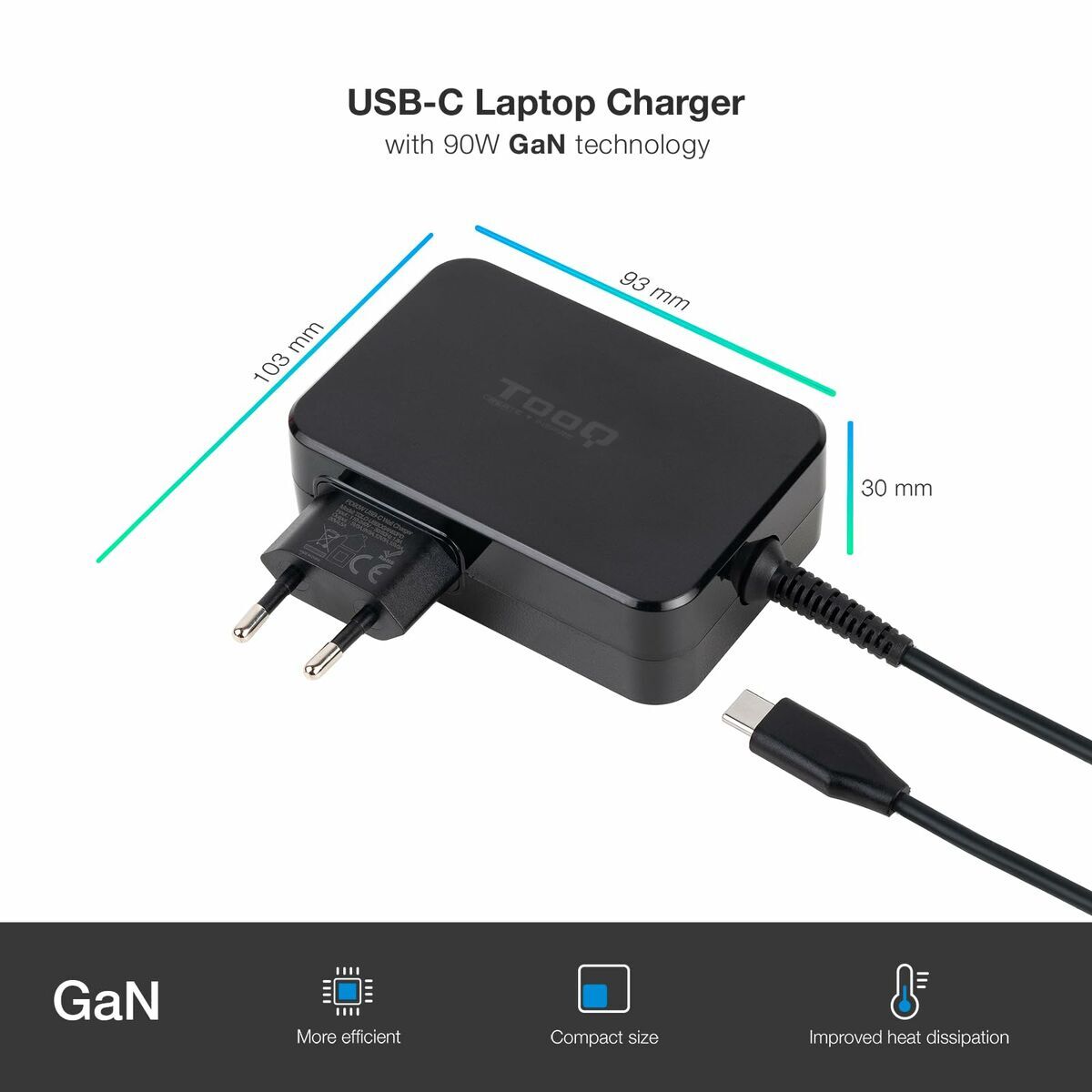 Încărcător pentru Laptop TooQ TQLC-USBCGAN90PD 90 W