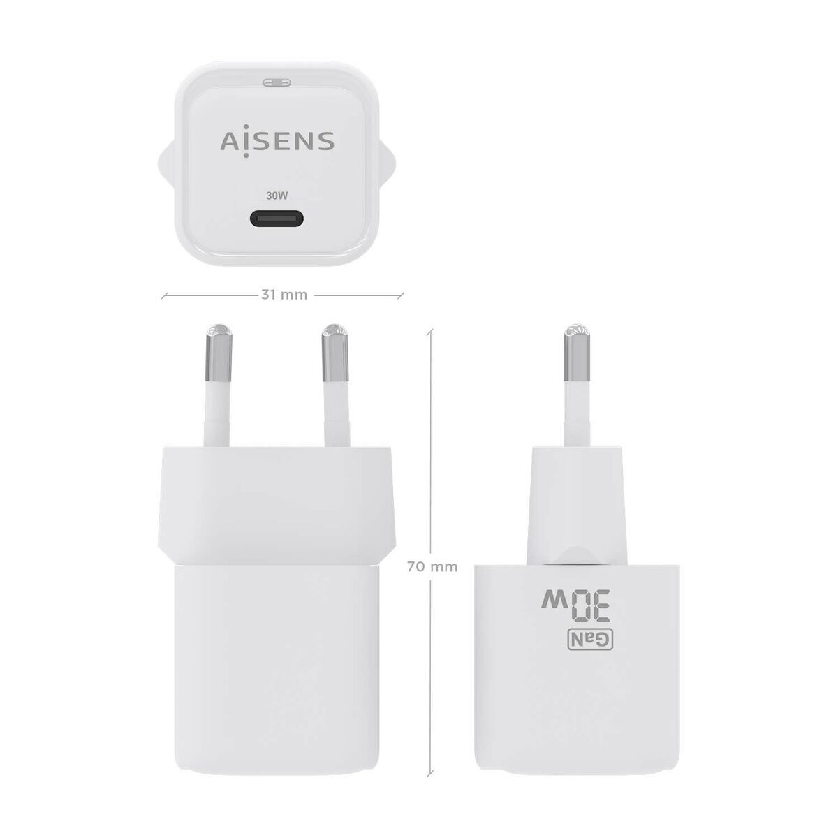 Încărcător de Perete Aisens ASCH-30W1P018-W Alb Multicolor 30 W