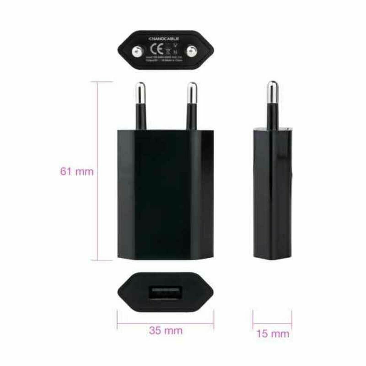 Încărcător USB NANOCABLE 10.10.2002 Negru 5 W