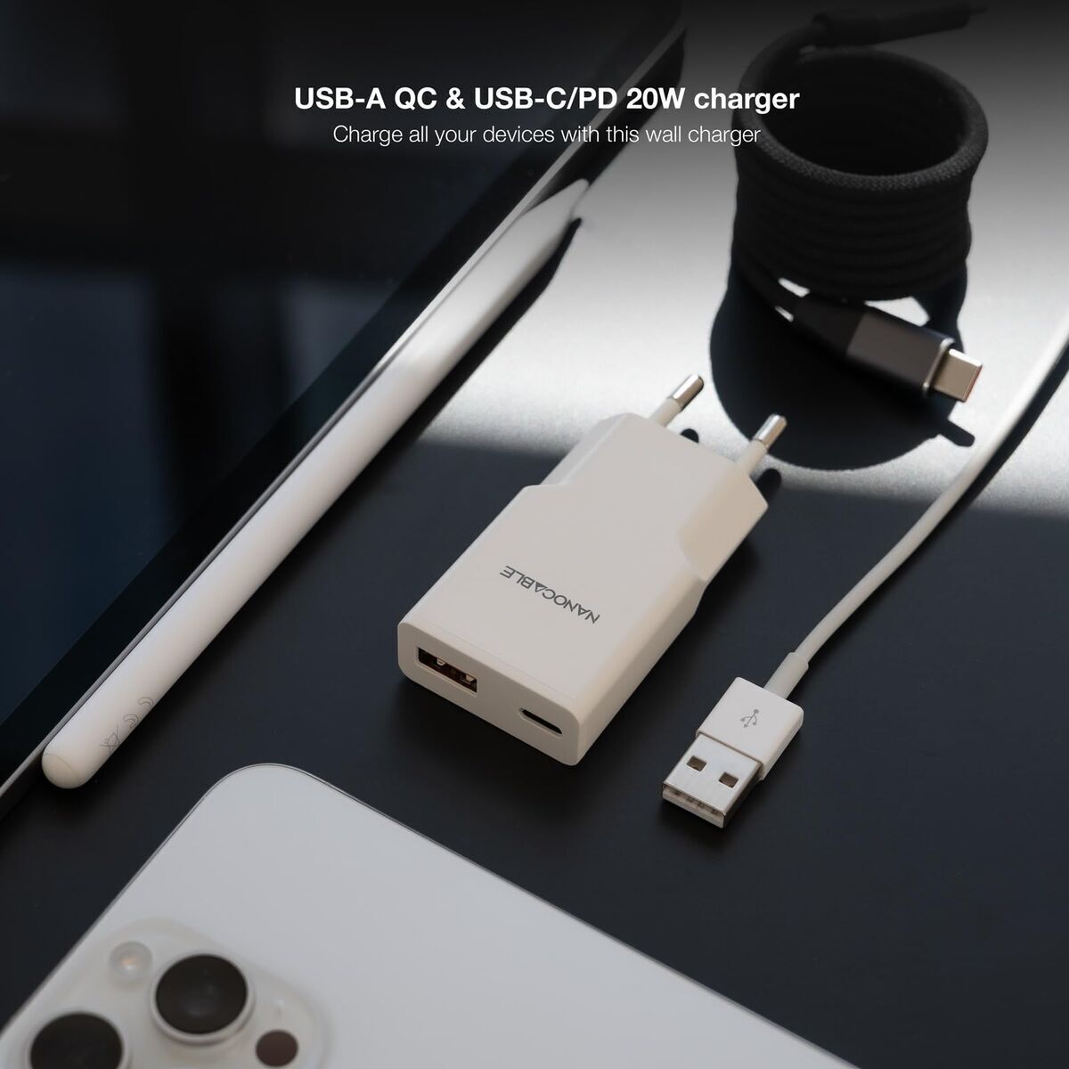Încărcător de Perete NANOCABLE 10.10.2022 Alb 20 W
