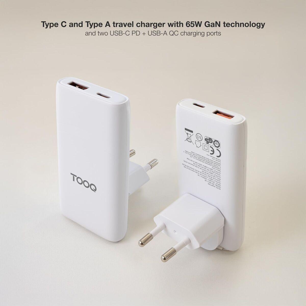 Încărcător de Perete TooQ TQWC-GANSL65W1A1C Alb 65 W