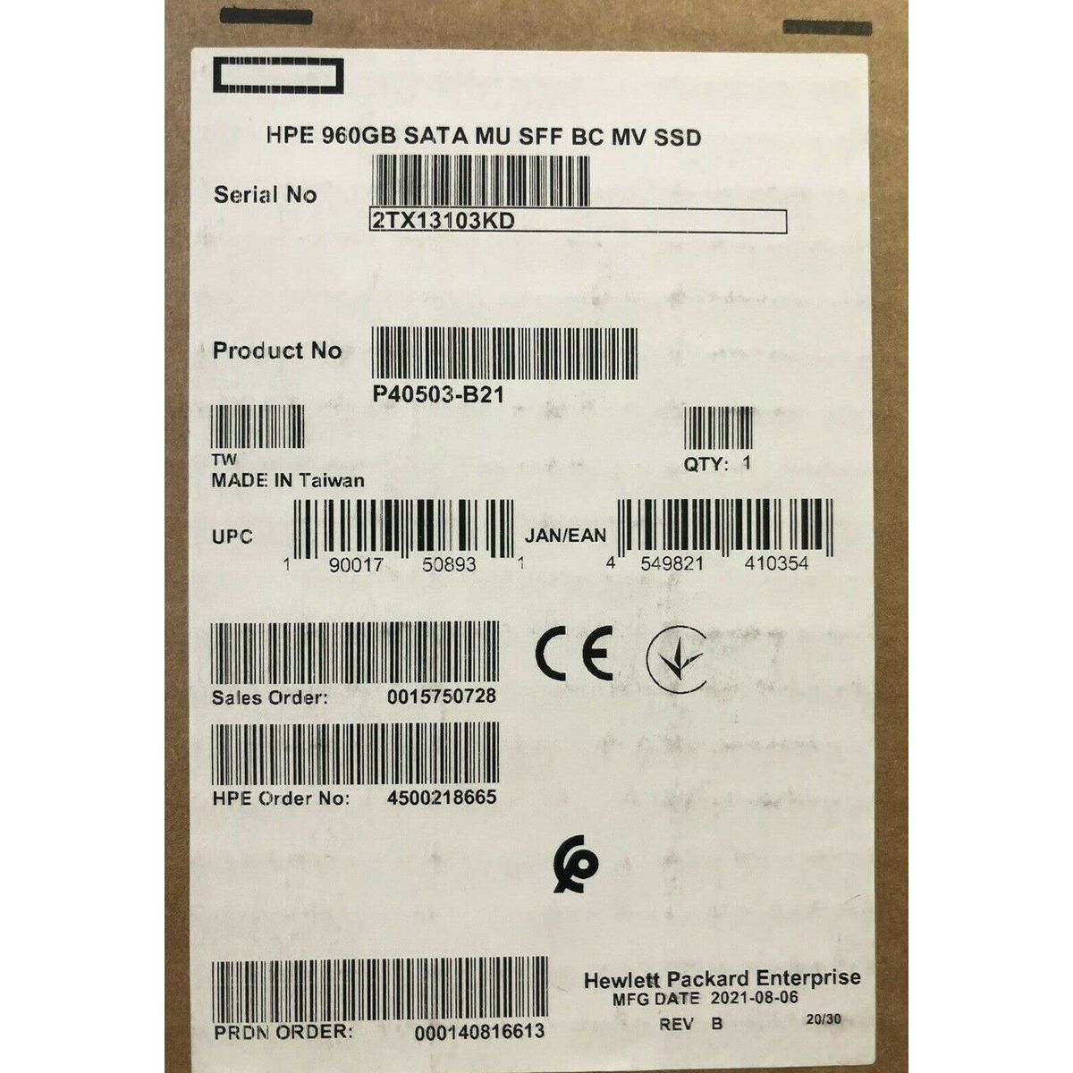 Hard Disk HPE P40503-B21 960 GB SSD