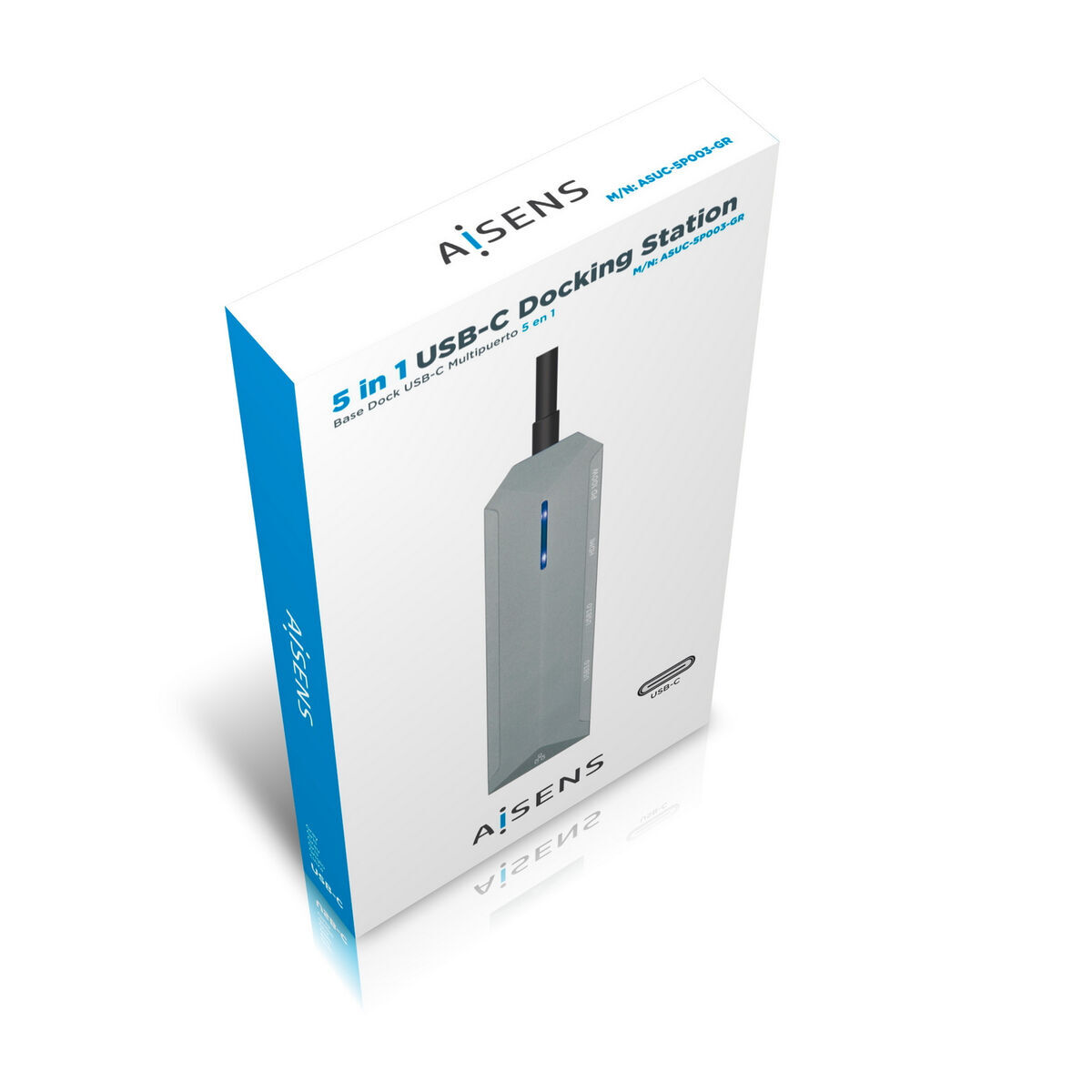 Hub USB-C Aisens ASUC-5P003-GR Negru Gri 100 W
