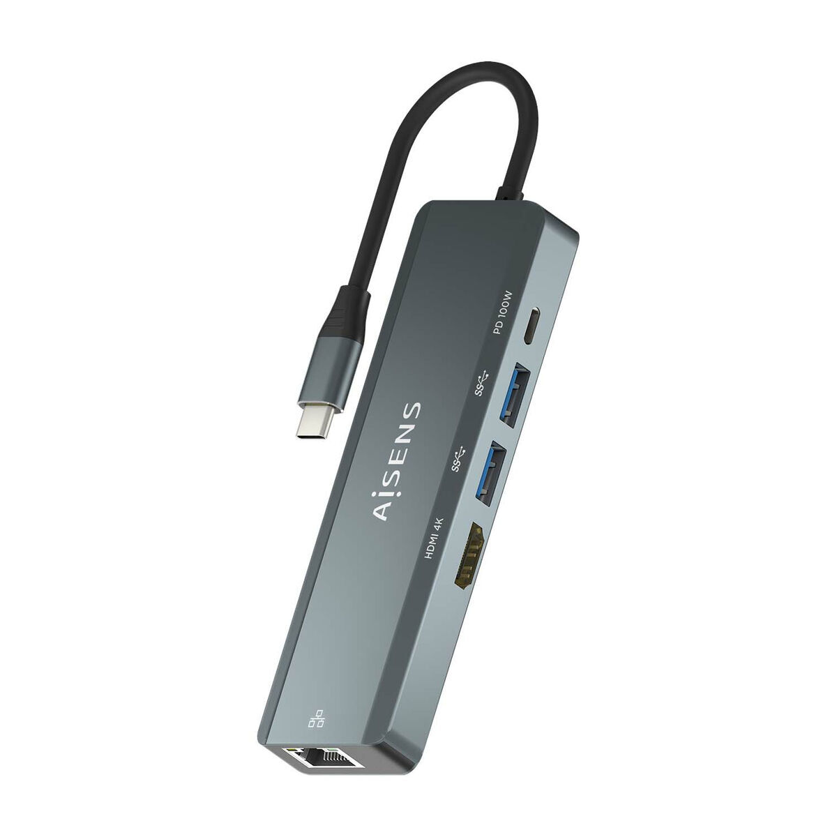 Hub USB Aisens ASUC-5P011-GR Gri Multicolor 100 W