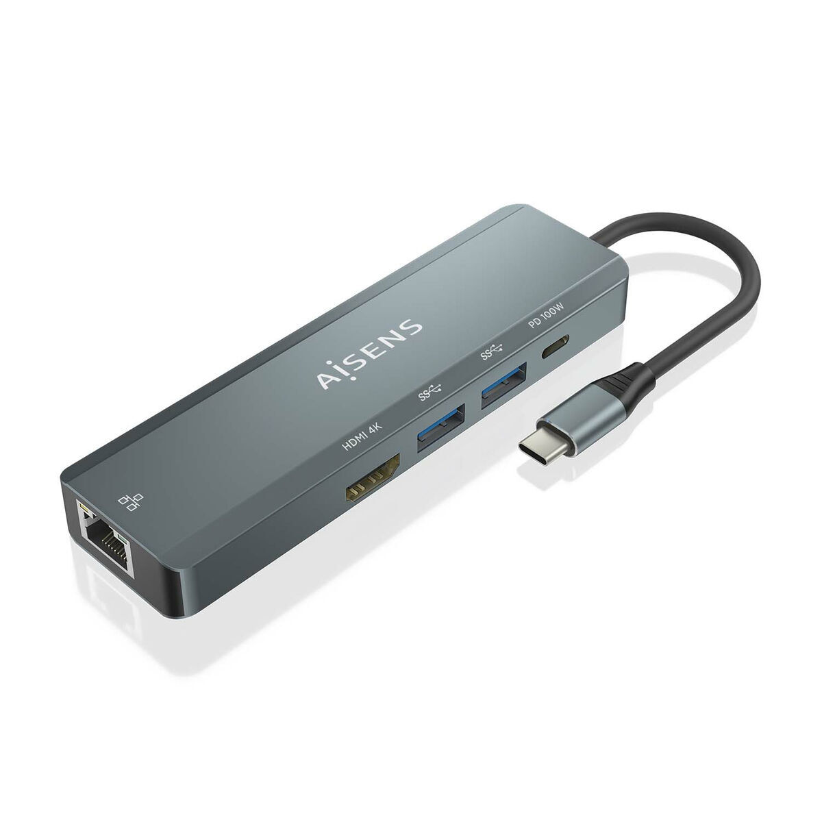 Hub USB Aisens ASUC-5P011-GR Gri Multicolor 100 W