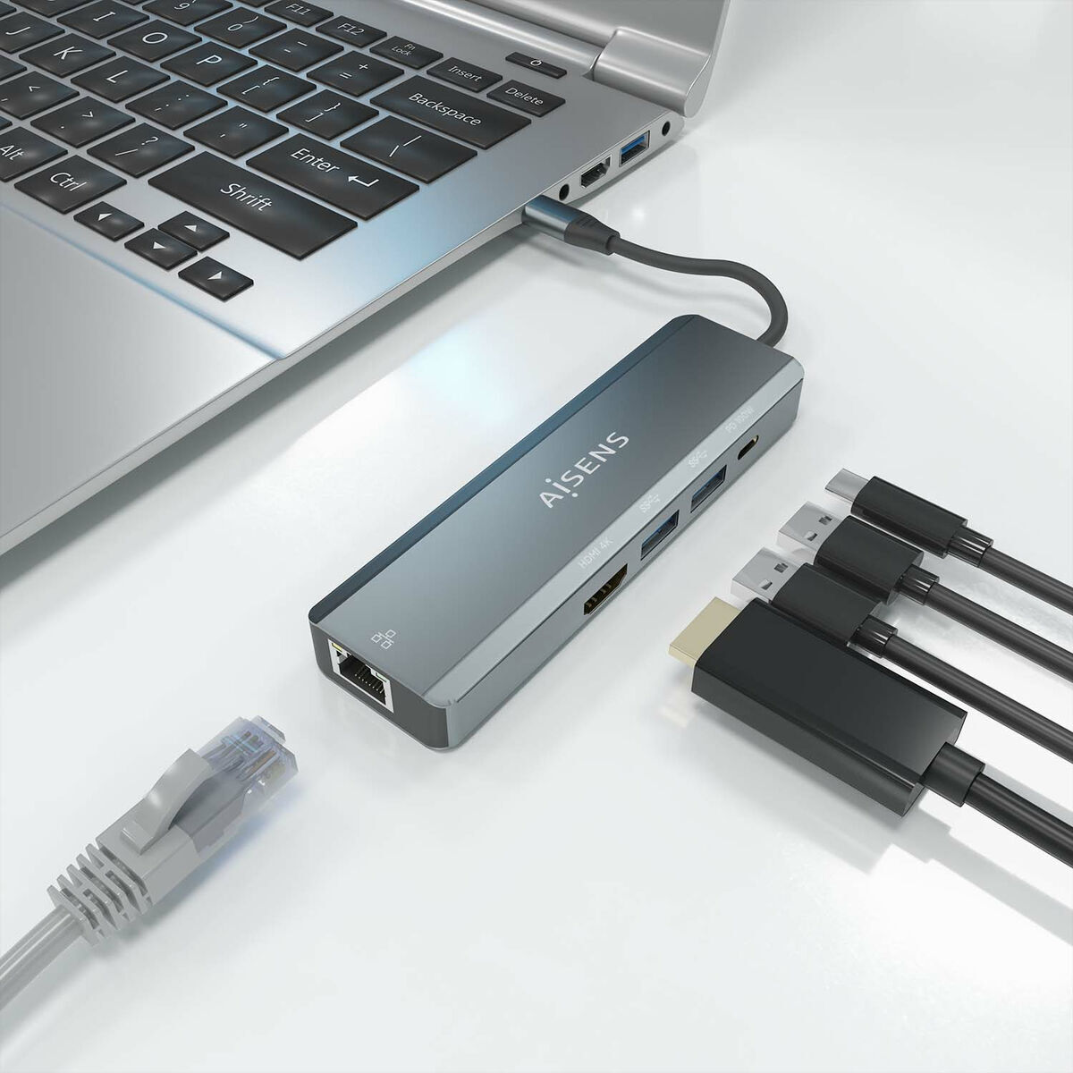Hub USB Aisens ASUC-5P011-GR Gri Multicolor 100 W