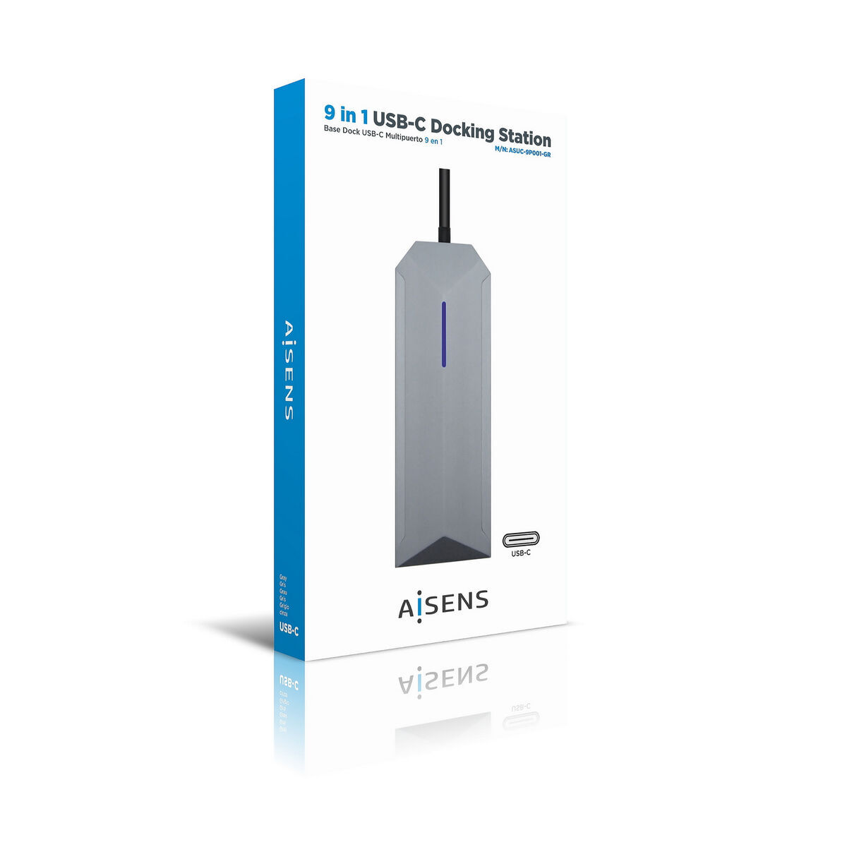Hub USB-C Aisens ASUC-9P001-GR Gri 100 W