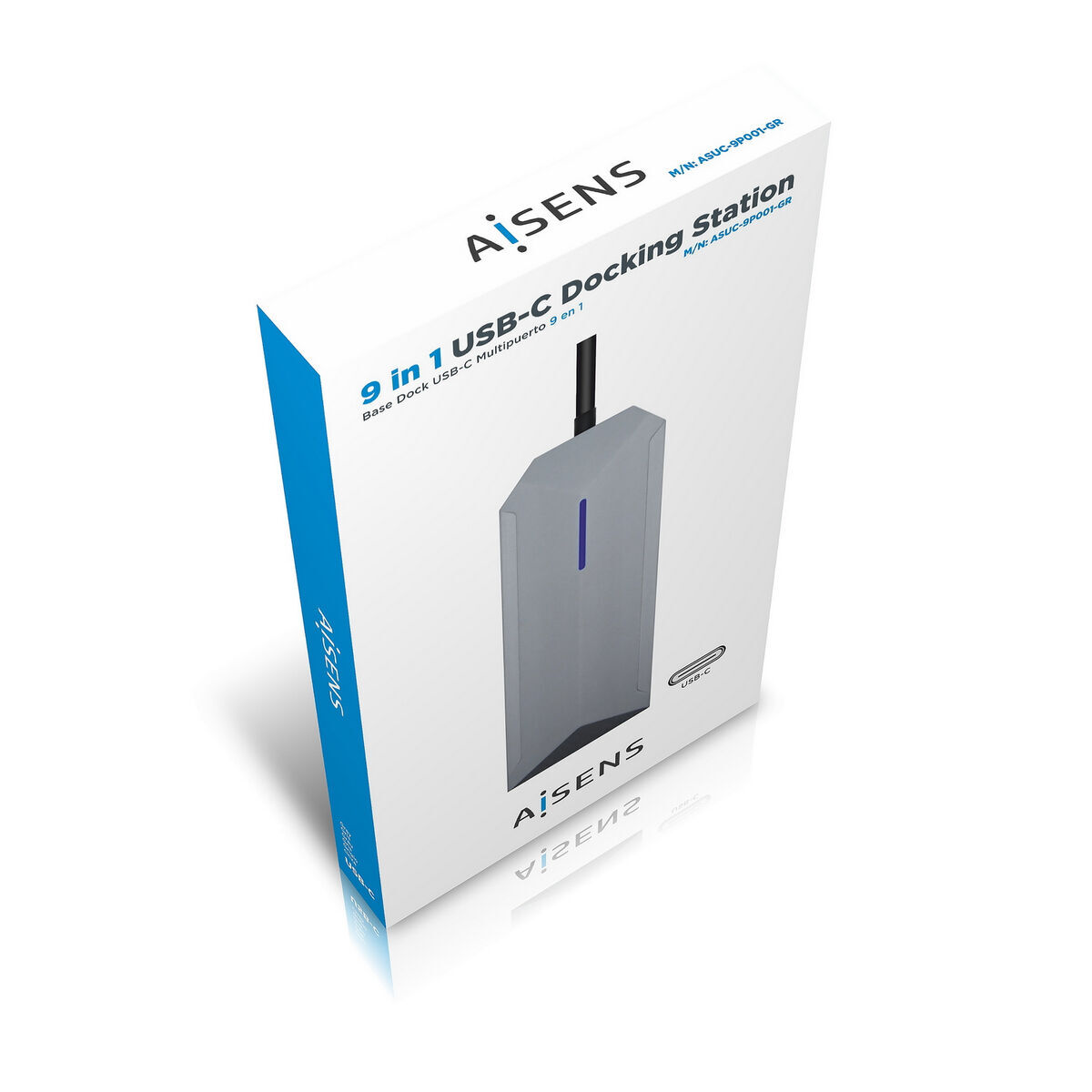 Hub USB-C Aisens ASUC-9P001-GR Gri 100 W