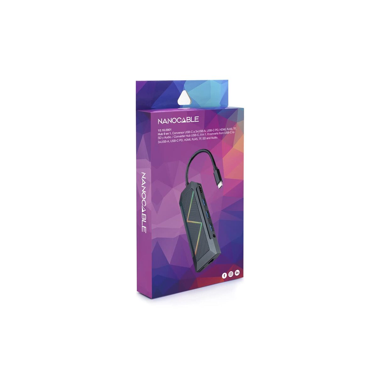 Hub USB-C NANOCABLE 10.16.0901 Negru 100 W