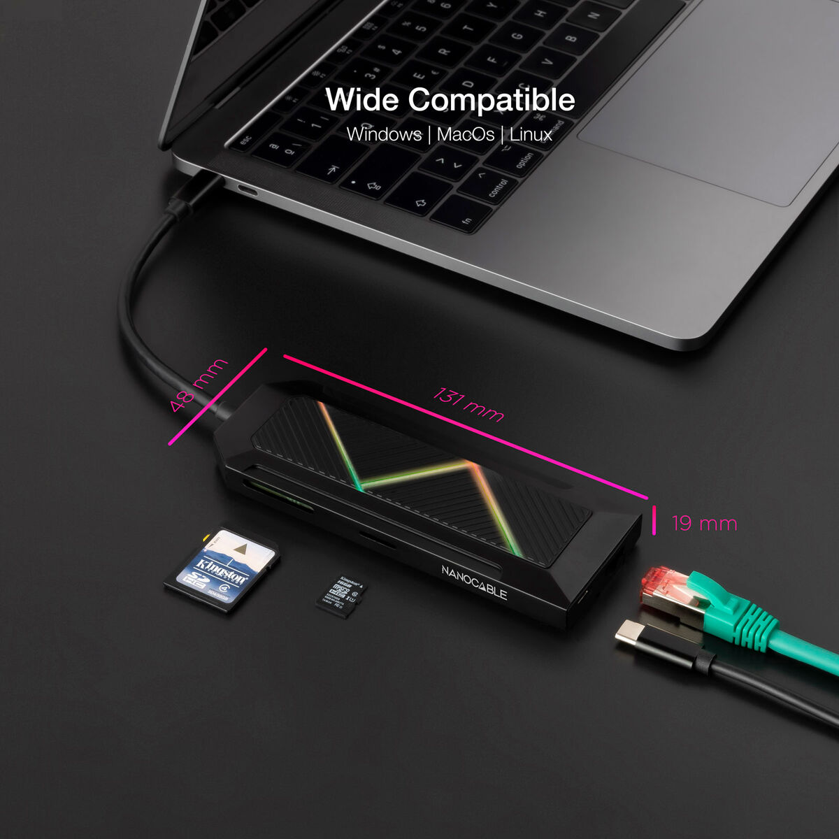 Hub USB-C NANOCABLE 10.16.0901 Negru 100 W
