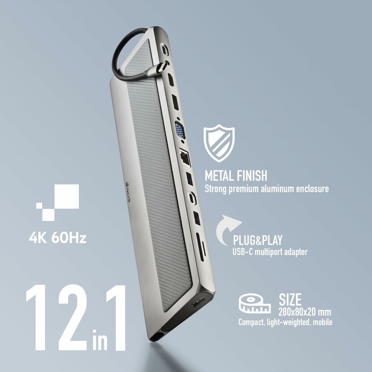 Dockstation NGS WONDERDOCK12PRO Gri Argintiu