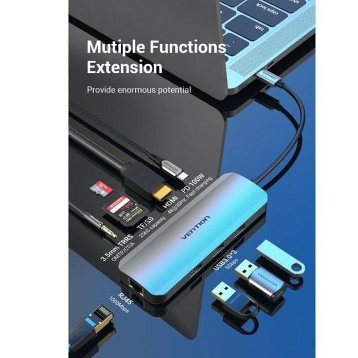 Hub USB-C Vention TOLHB Argintiu 100 W
