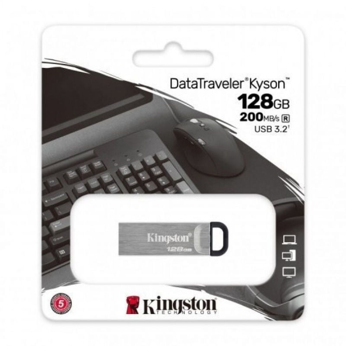 Memorie USB Kingston Kyson Negru Argintiu 128 GB