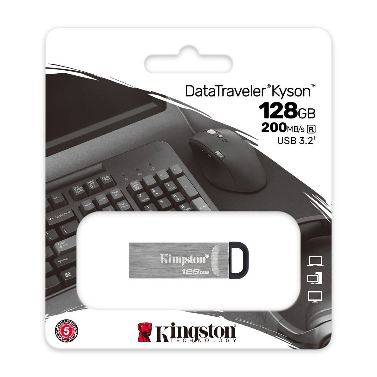 Memorie USB Kingston Kyson Negru Argintiu 128 GB