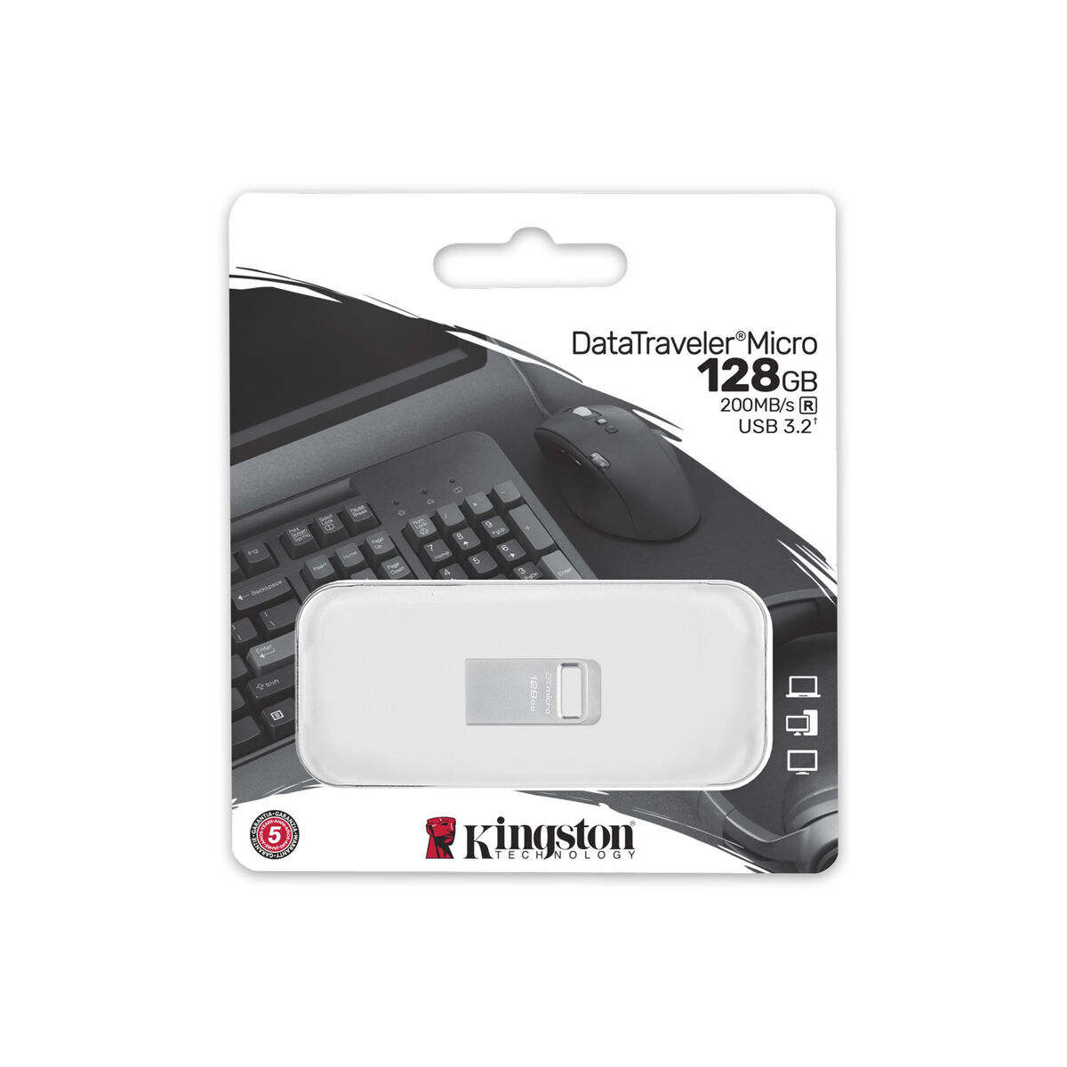 Memorie USB Kingston Micro Negru Argintiu 128 GB
