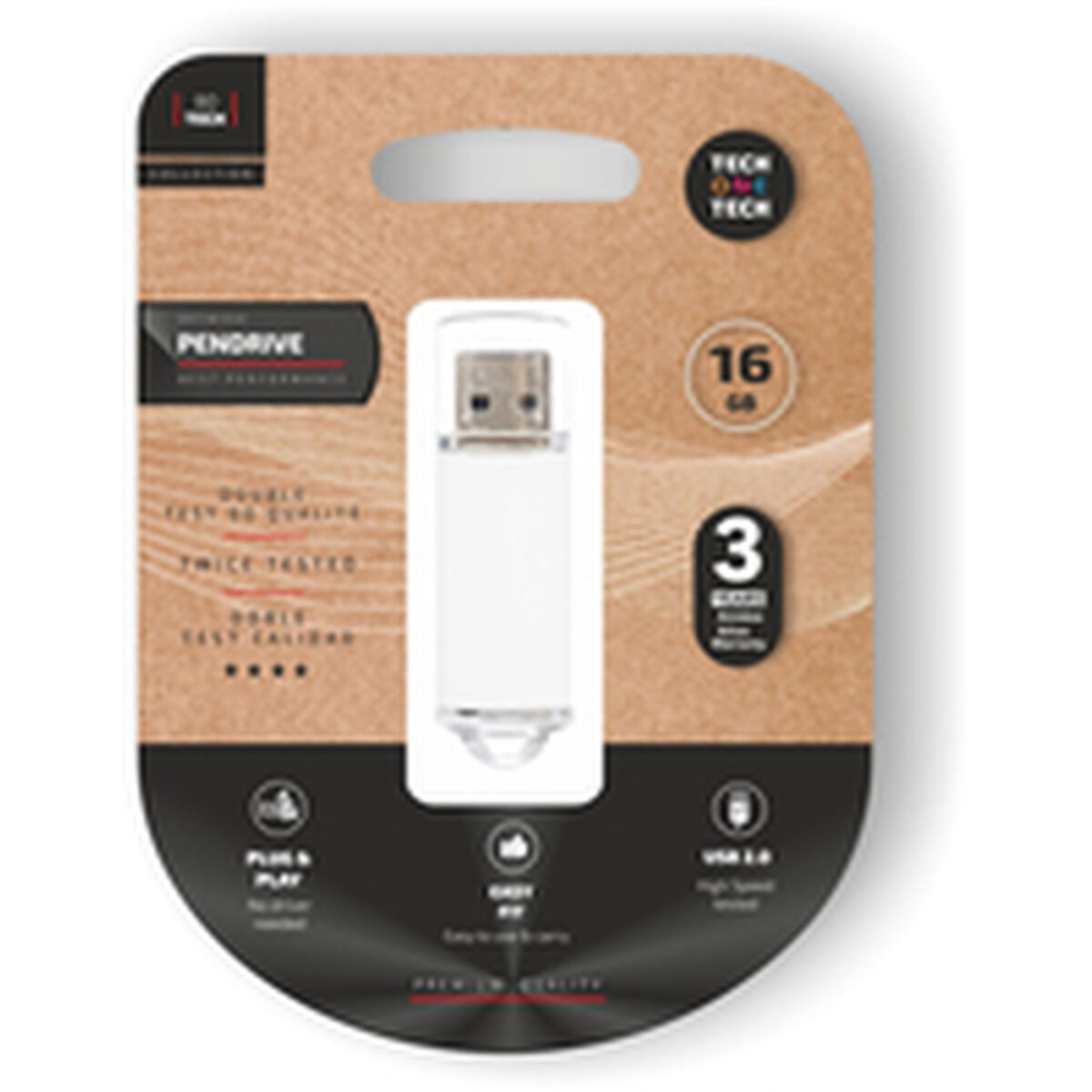 Memorie USB Tech One Tech Basic Alb Argintiu 16 GB