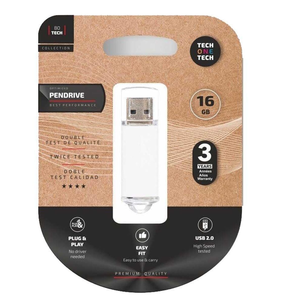 Memorie USB Tech One Tech Basic Alb Argintiu 16 GB