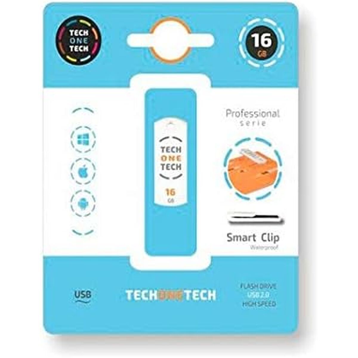 Memorie USB Tech One Tech Pro Smart Clip Alb 16 GB