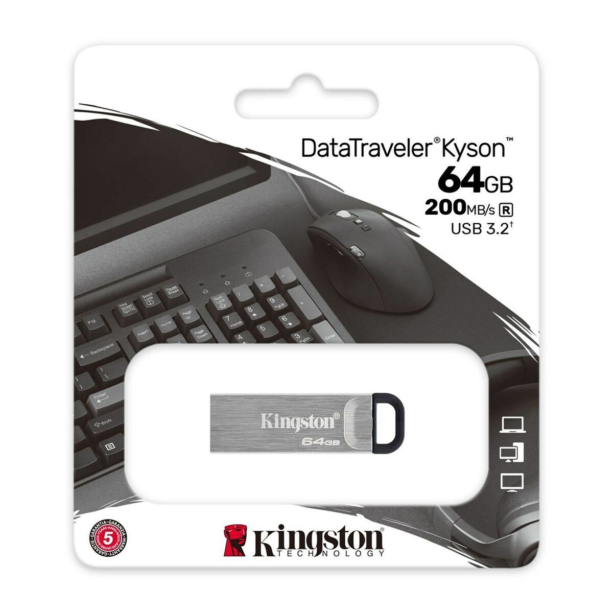 Memorie USB Kingston Kyson Negru Argintiu 64 GB