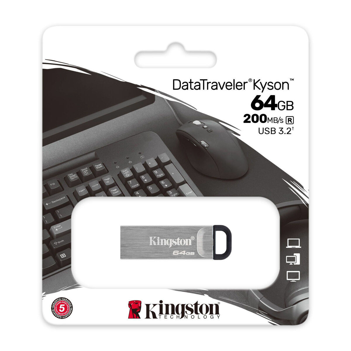 Memorie USB Kingston Kyson Negru Argintiu 64 GB