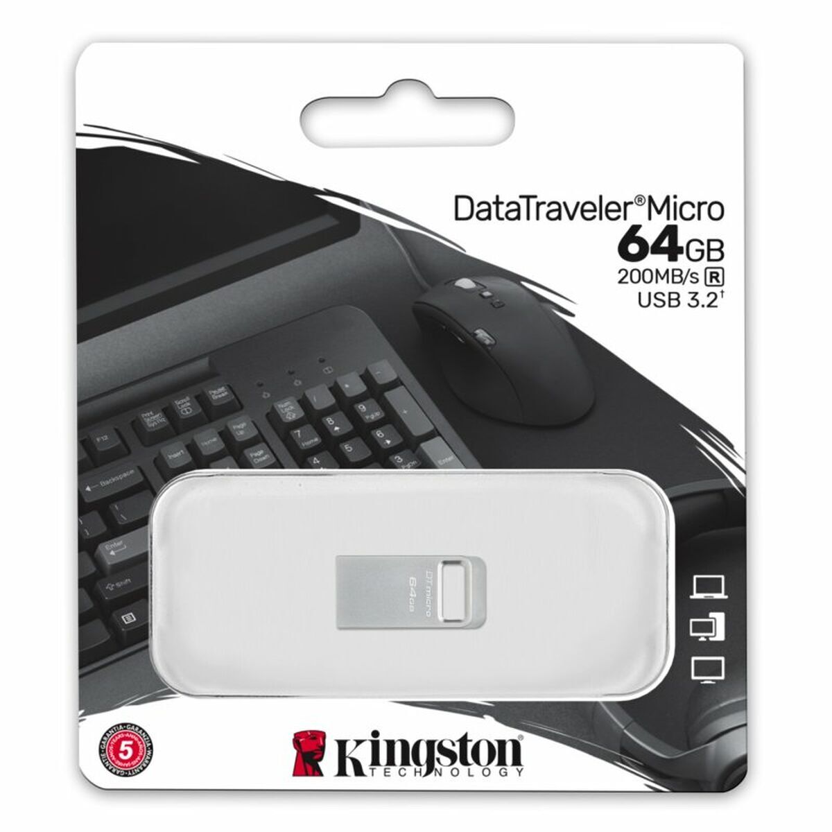 Memorie USB Kingston Micro Negru Argintiu 64 GB