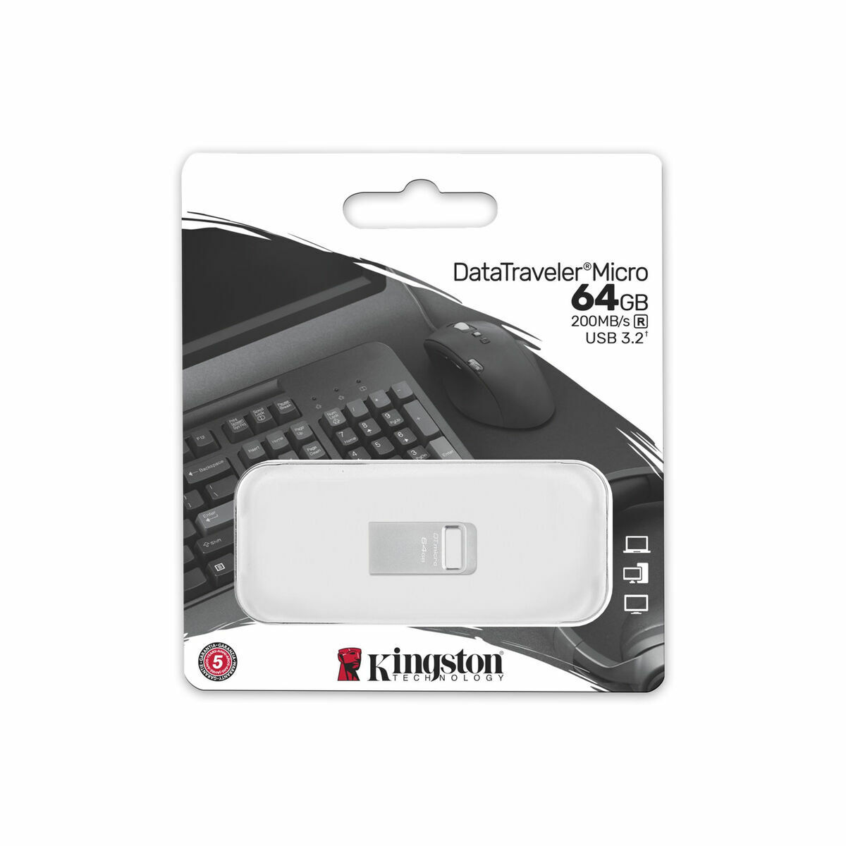 Memorie USB Kingston Micro Negru Argintiu 64 GB