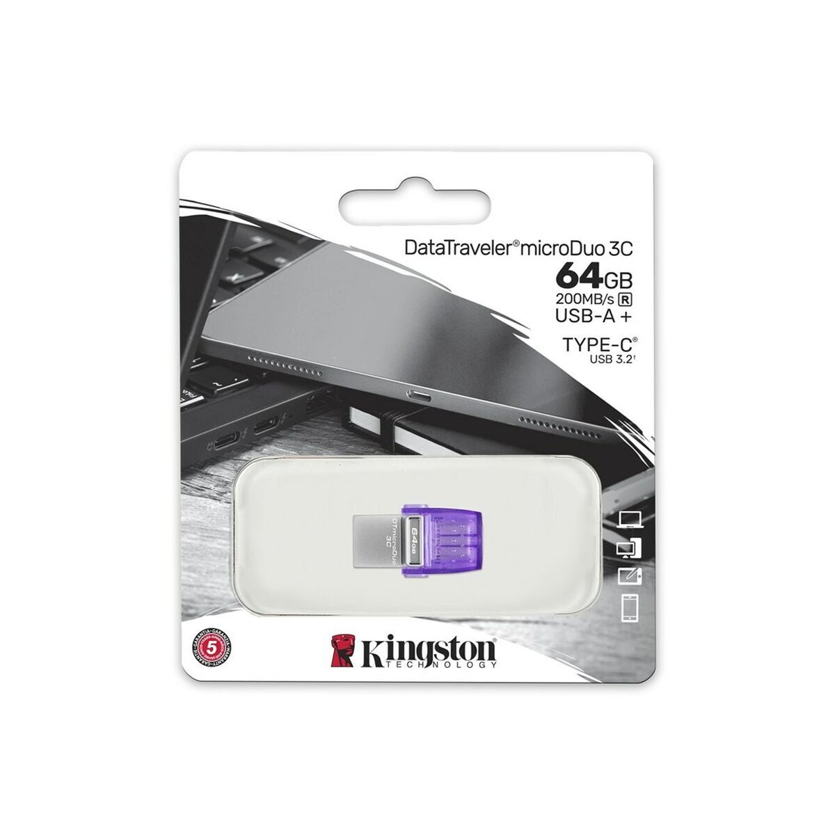 Memorie USB Kingston microDuo 3C Mov Purpuriu 64 GB