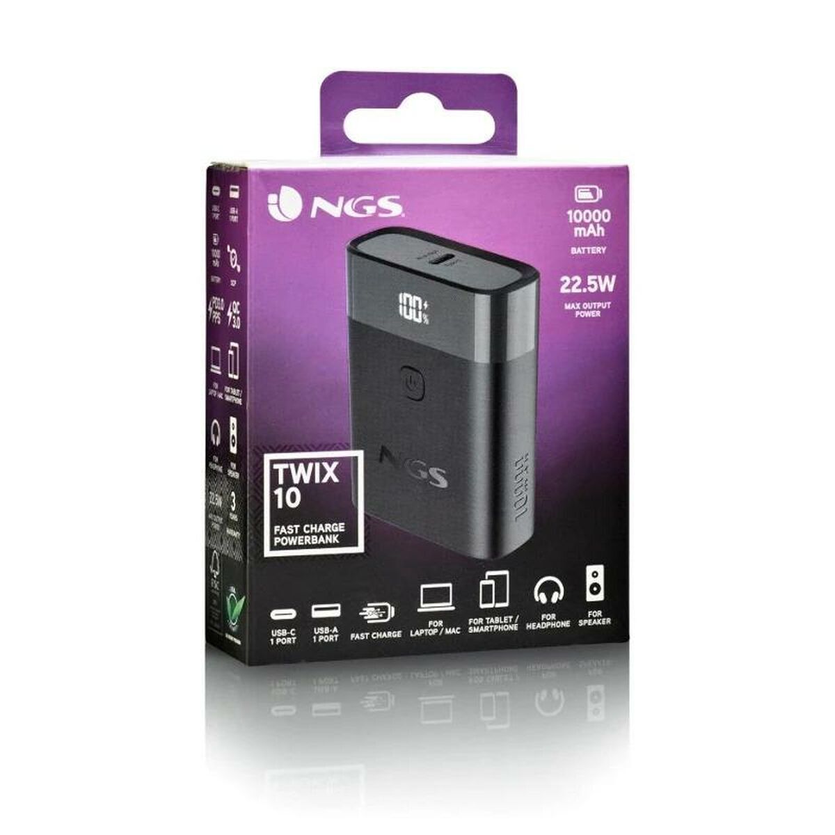 Powerbank NGS TWIX10 Negru 10000 mAh