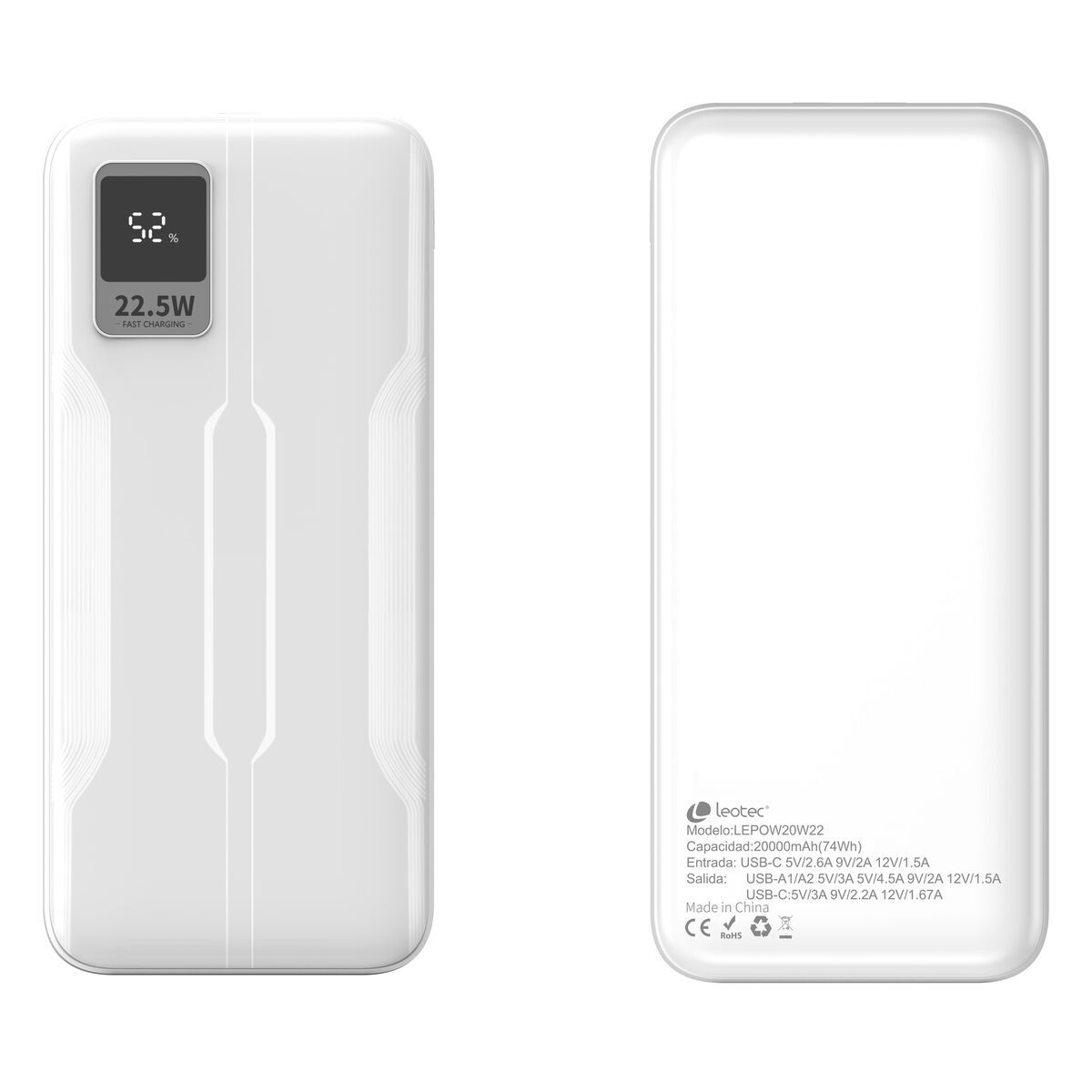 Powerbank LEOTEC LEPOW20W22W Alb 20000 mAh
