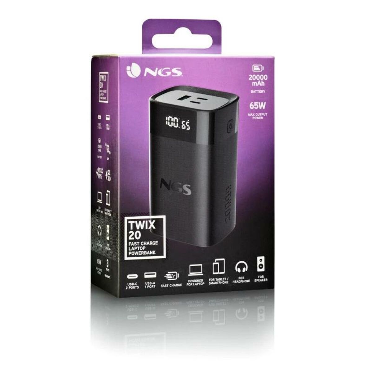 Powerbank NGS NGS TWIX20 Negru 20000 mAh