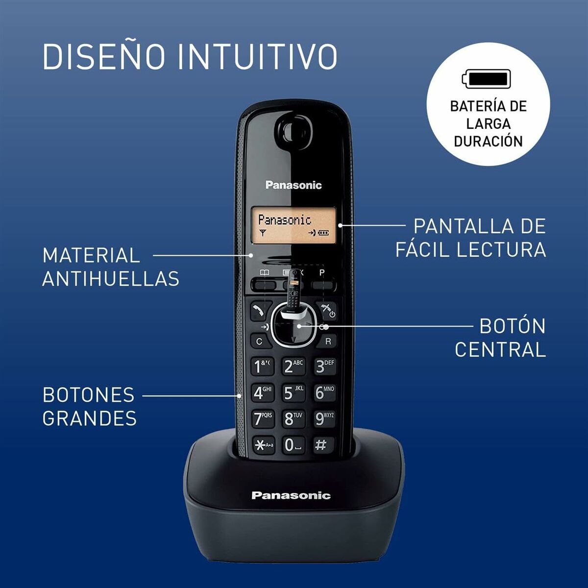 Telefon fără Fir Panasonic KX-TG1611 Negru Chihlimbar