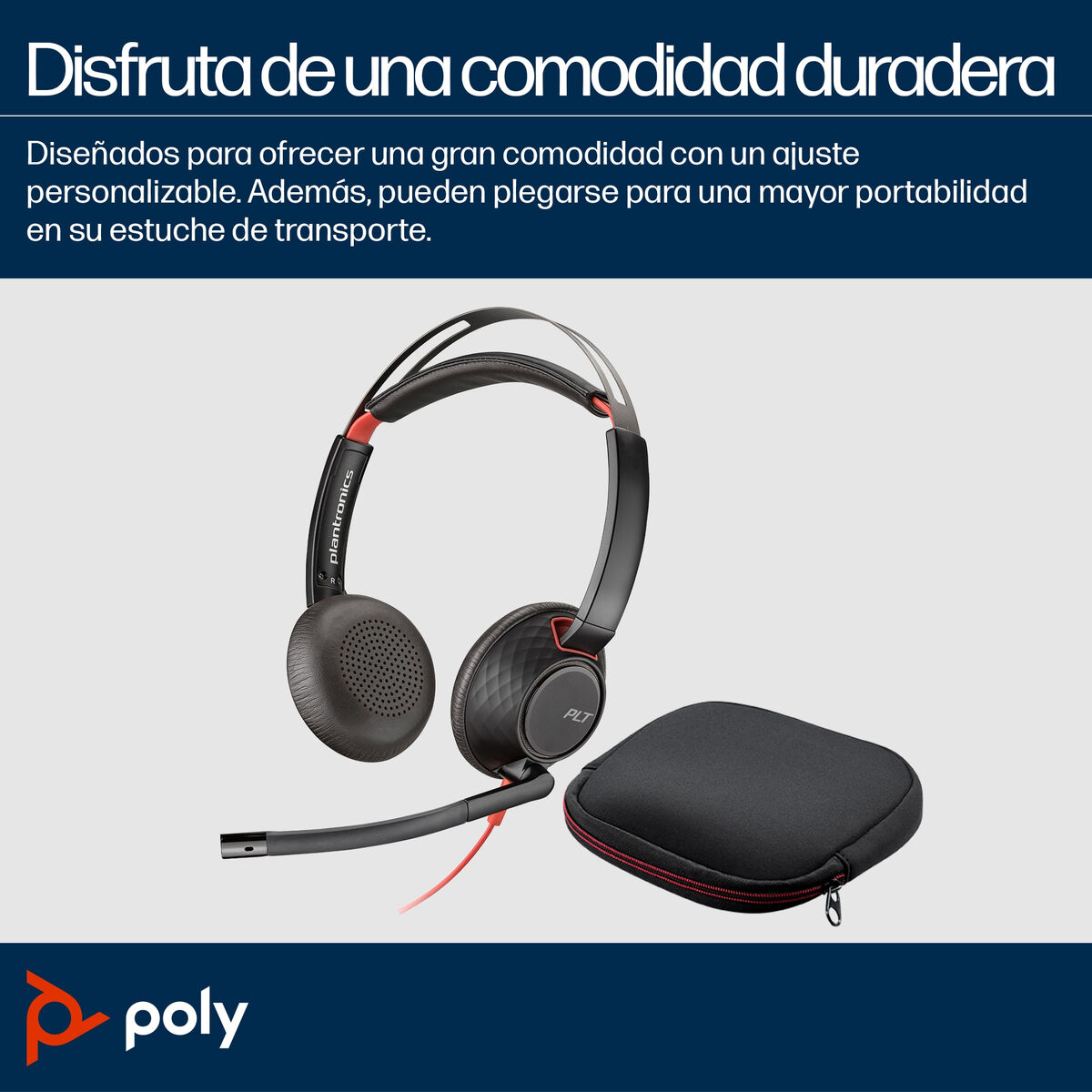 Căști cu Microfon Poly Blackwire 5220 Negru