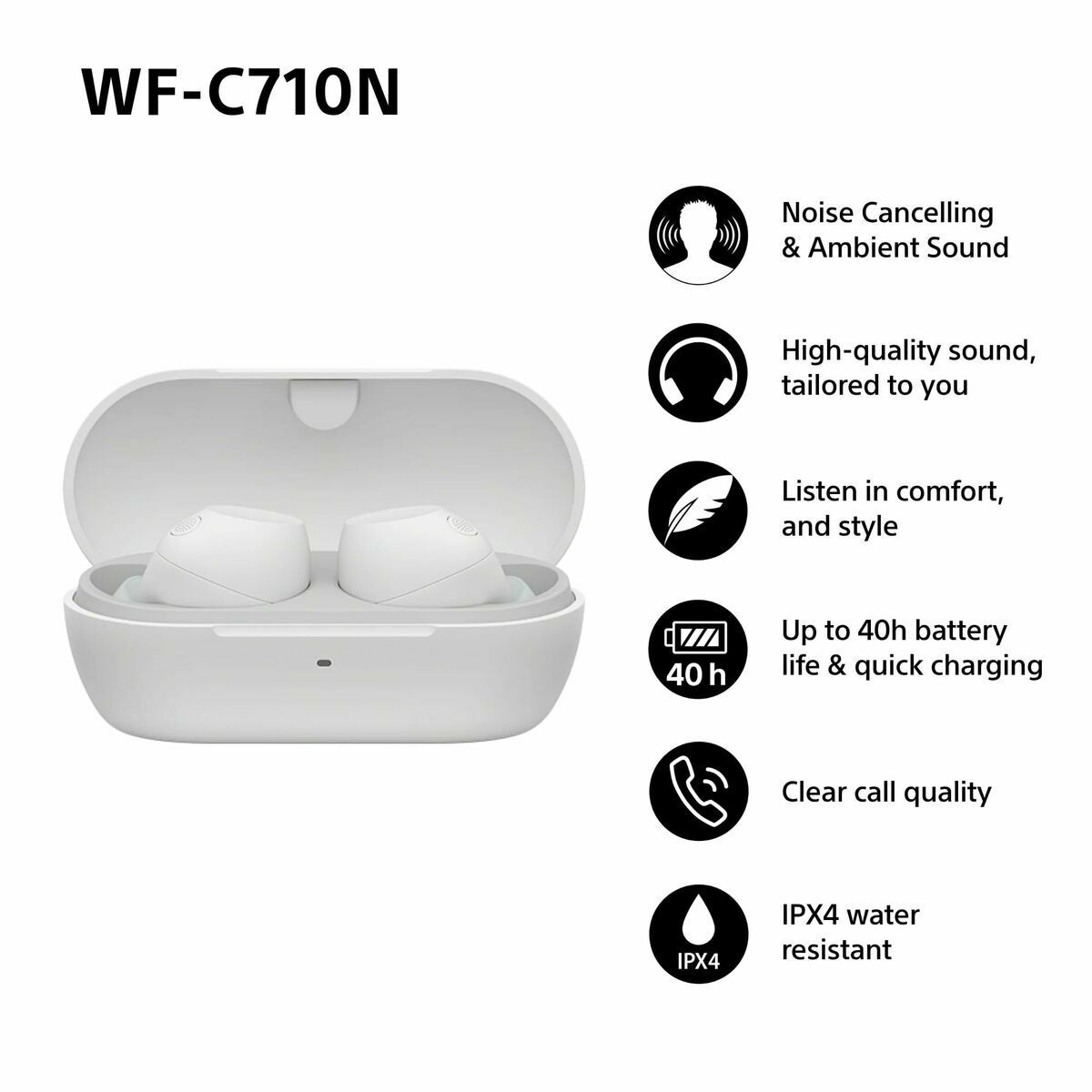 Căști Sony WFC710NW TW Alb
