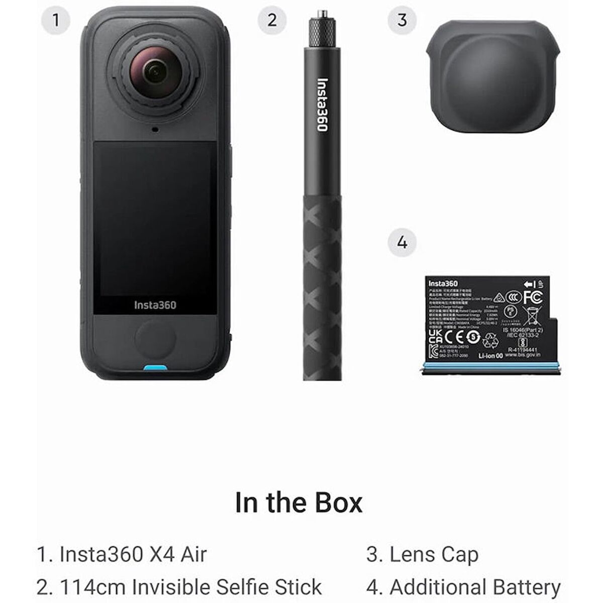Cameră Sportivă Insta360 X4 AIR Negru 2,5"