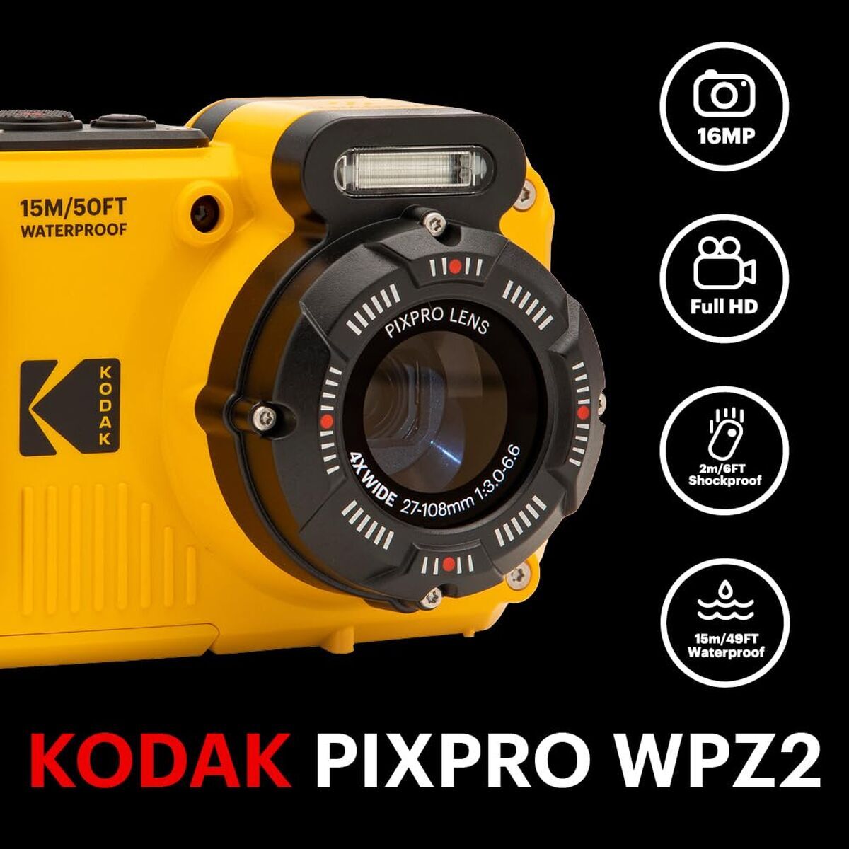 Cameră Digitală Kodak WPZ2WH Galben 16 MP Waterproof