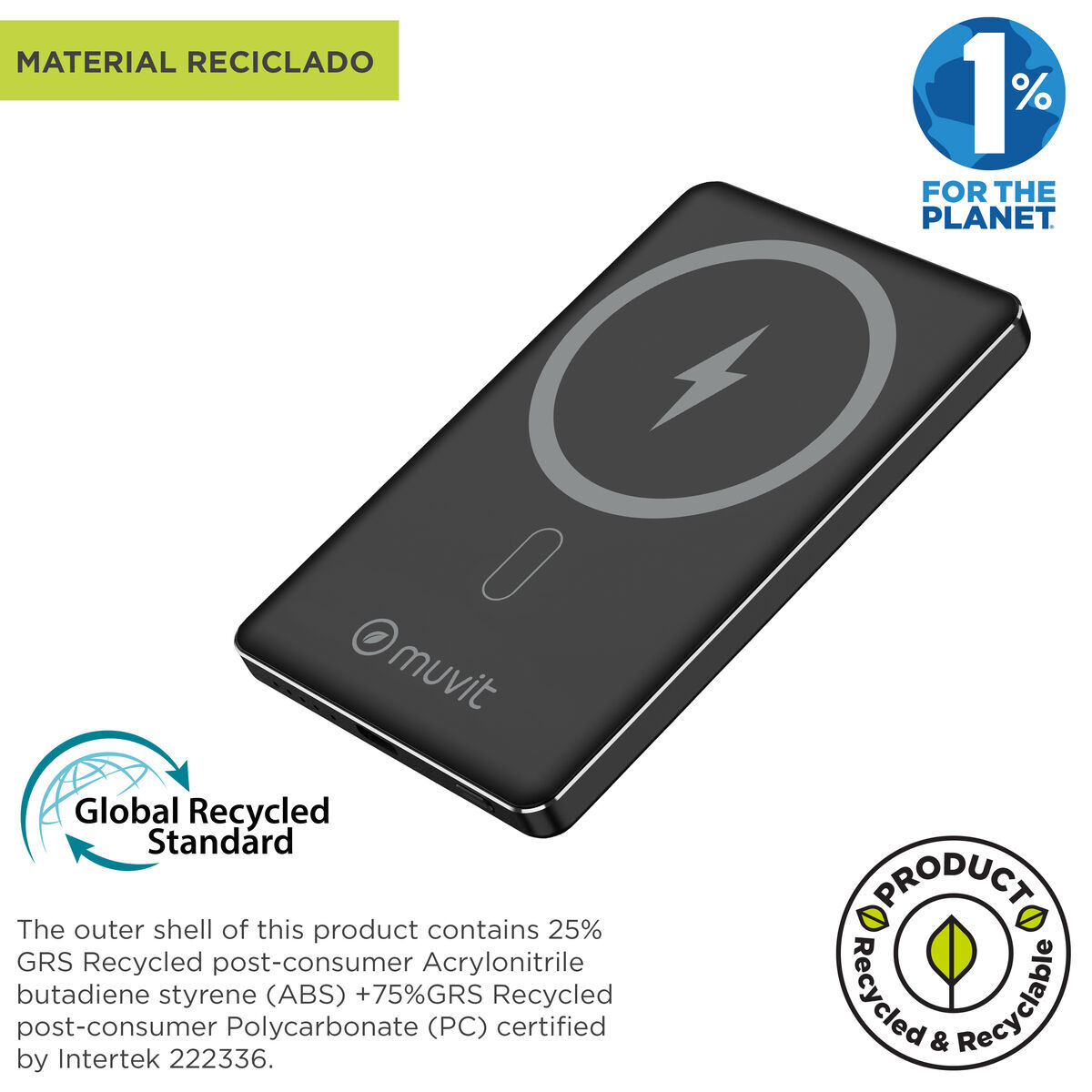 Powerbank Muvit for Change MCCHP0009 Negru Aluminiu 5000 mAh