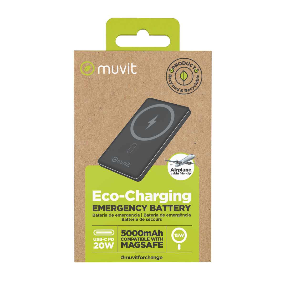 Powerbank Muvit for Change MCCHP0009 Negru Aluminiu 5000 mAh