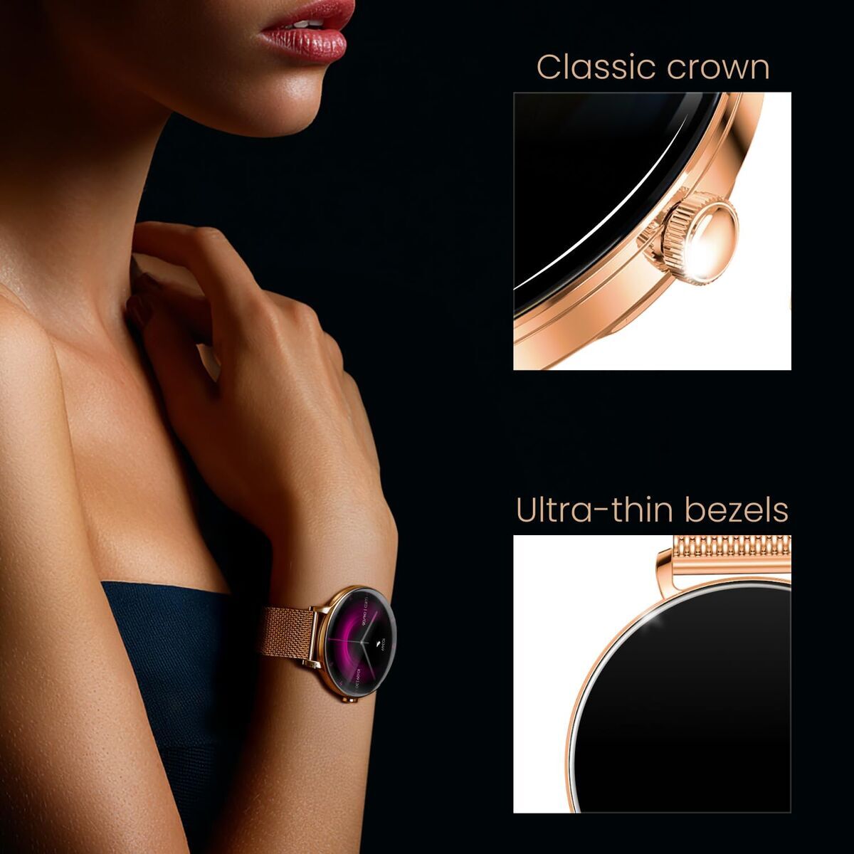 Smartwatch Forever GSM193533 Aur roz 1,43"