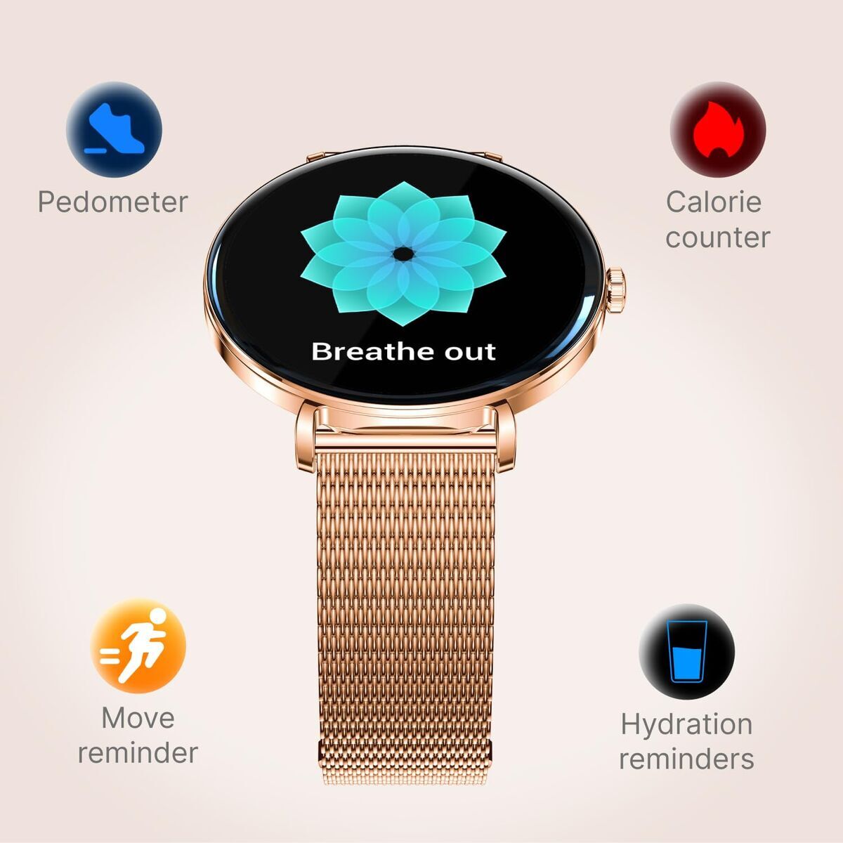 Smartwatch Forever GSM193533 Aur roz 1,43"