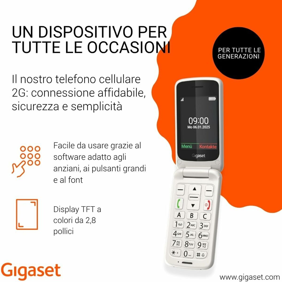 Smartphone Gigaset GL595 Alb 2,8"