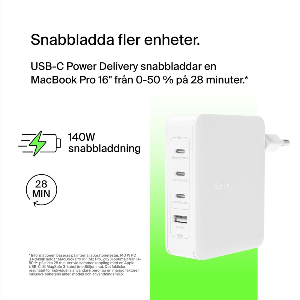Încărcător de Perete Belkin WCH014BTWH 140 W Alb