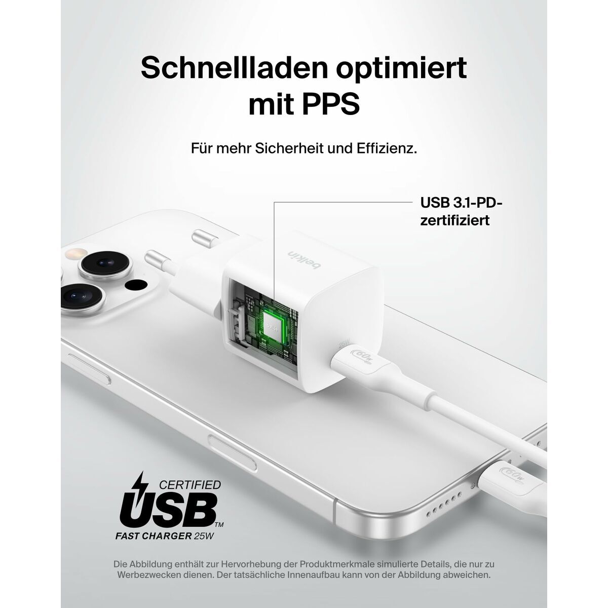 Cablu USB la Lightning Belkin WCA012KQWH Alb