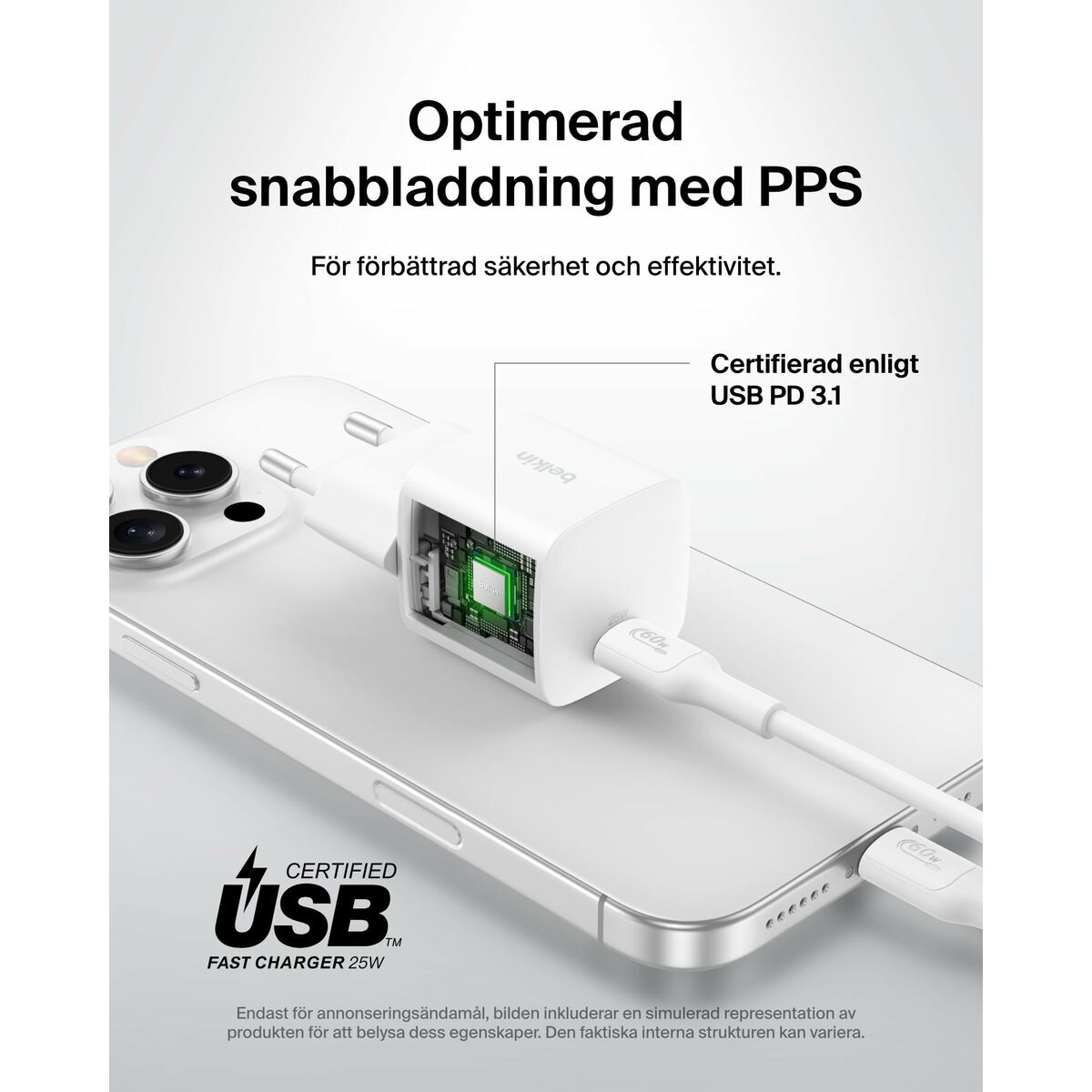 Cablu USB la Lightning Belkin WCA012KQWH Alb