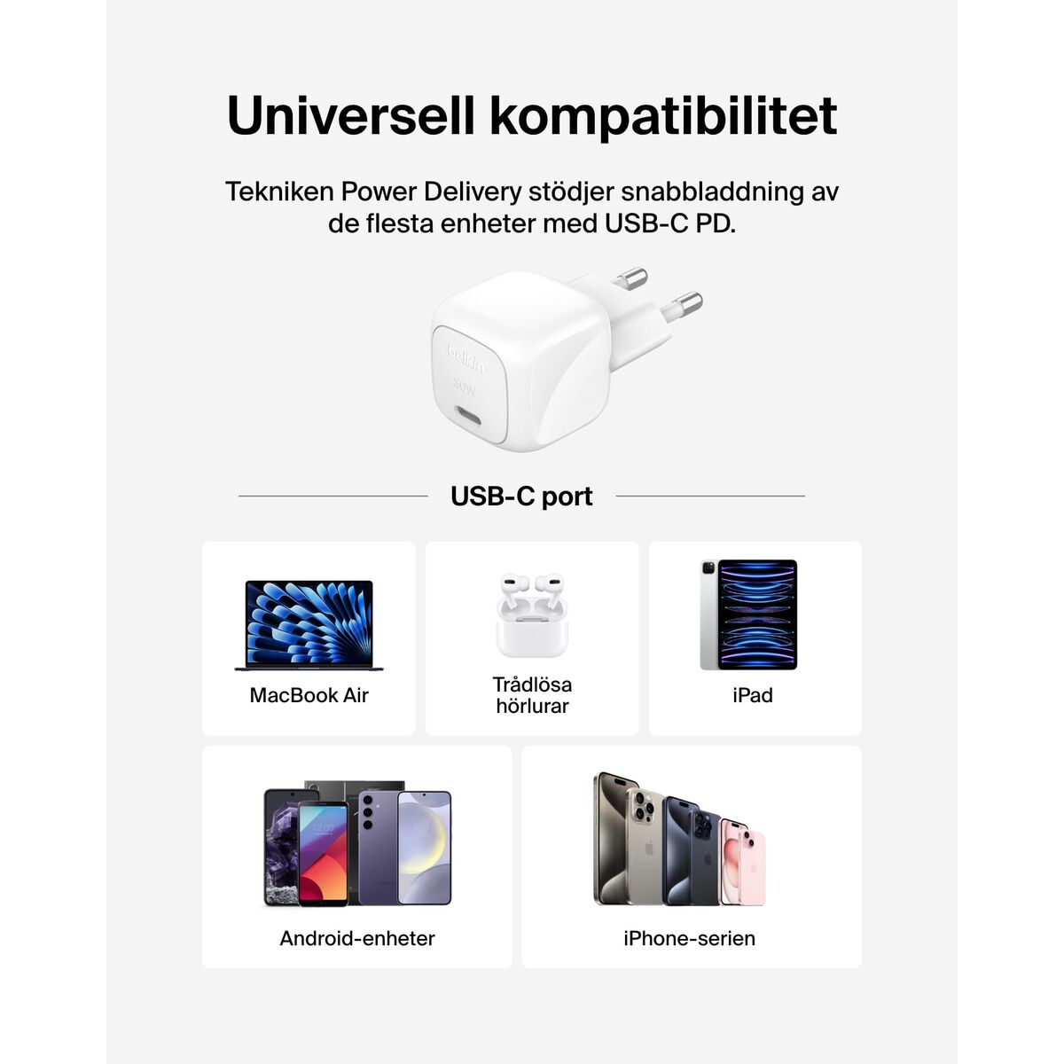 Încărcător de Perete Belkin WCA008KQ1MWH-B6 Alb 30 W