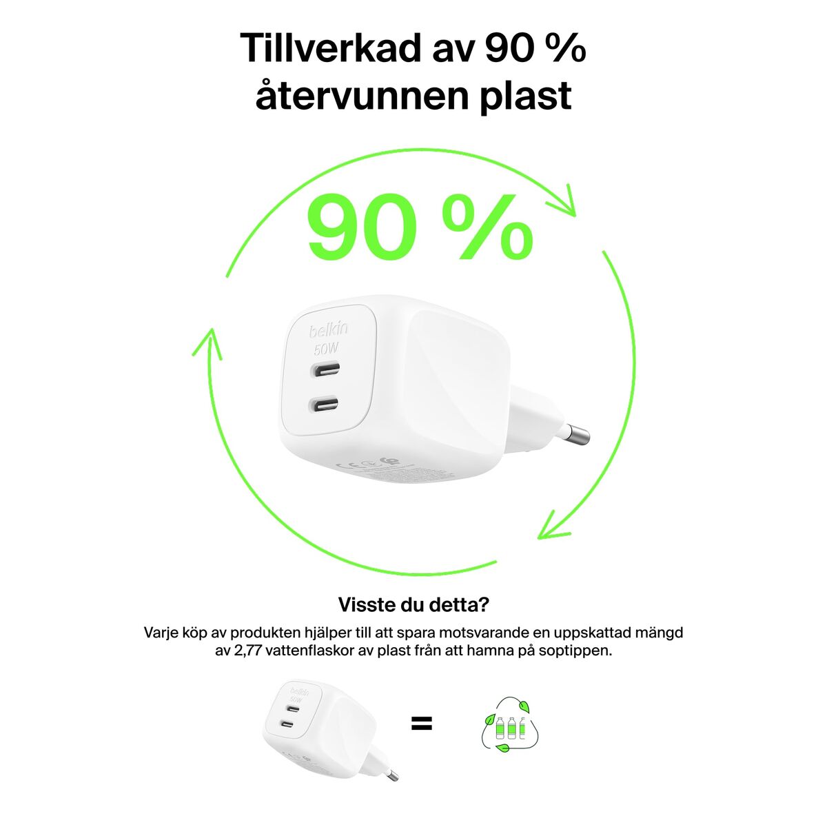 Încărcător de Perete Belkin WCH019KQWH Alb 50 W
