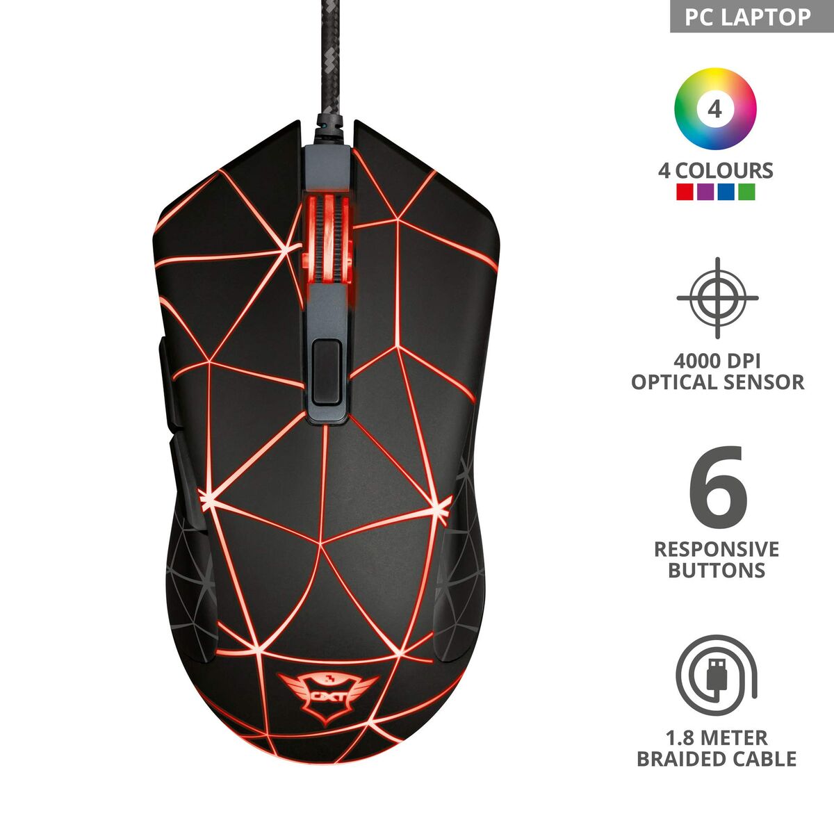 Mouse Gaming Trust GXT 133 Locx 4000 dpi Negru Roșu