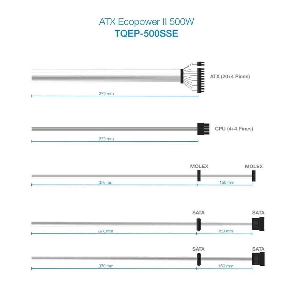 Sursă de Alimentare TooQ TQEP-500SSE ATX 500 W RoHS