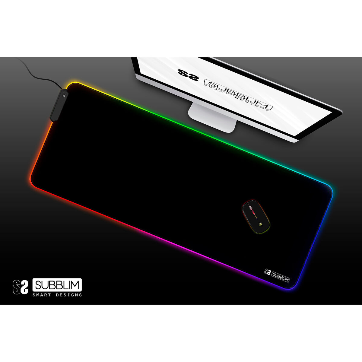 Covoraș de șoarece Subblim SUBMP-02RGB01 Negru Multicolor