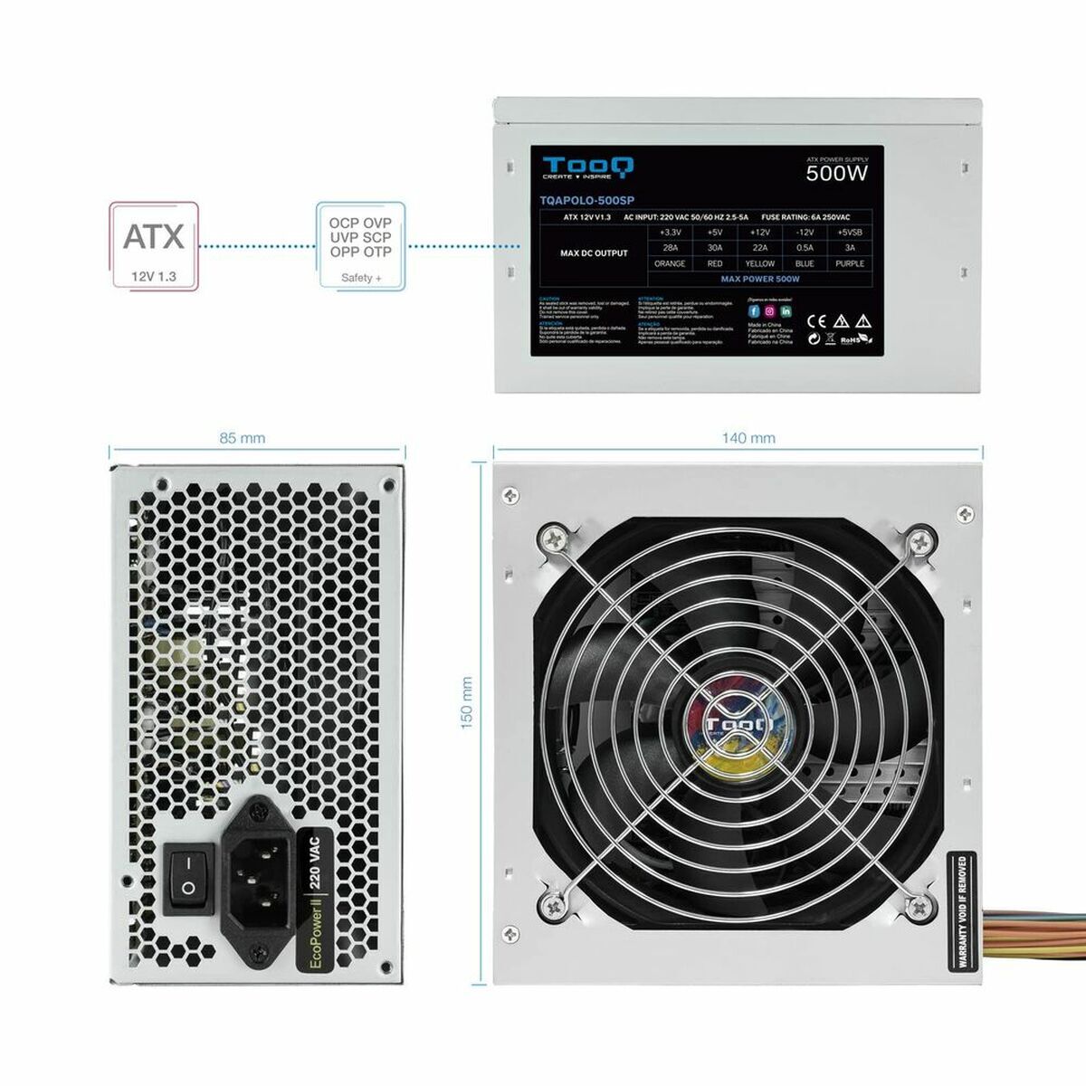 Sursă de Alimentare TooQ TQAPOLO-500SP ATX 500 W